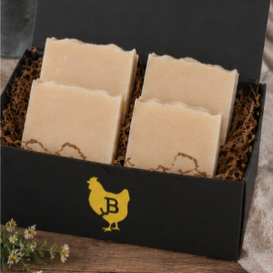 Four bars of Jersey Bird Homestead goat's milk soap — Udderly Essential Soapscription