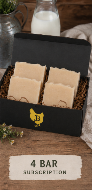 Four bars of Jersey Bird Homestead goat's milk soap — Udderly Essential Soapscription