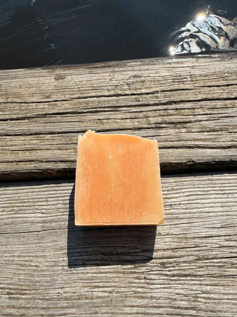 Handcrafted Citrus Peel goat's milk soap bar from Jersey Bird Homestead Nigerian Dwarf goats