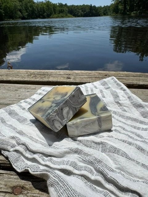 Handcrafted Lily of the Valley goat's milk soap bar from Jersey Bird Homestead Nigerian Dwarf goats
