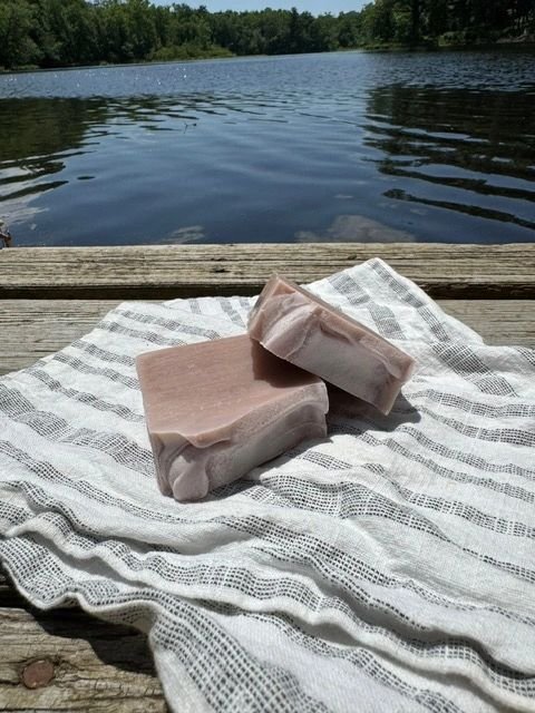 Handcrafted Lavender goat's milk soap bar from Jersey Bird Homestead Nigerian Dwarf goats